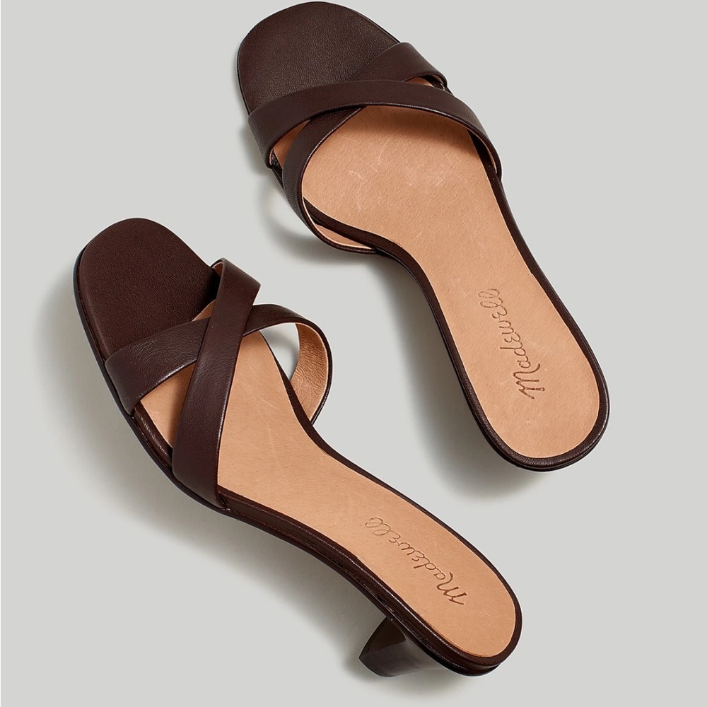Madewell Brown Leather Crisscross Slide Heels